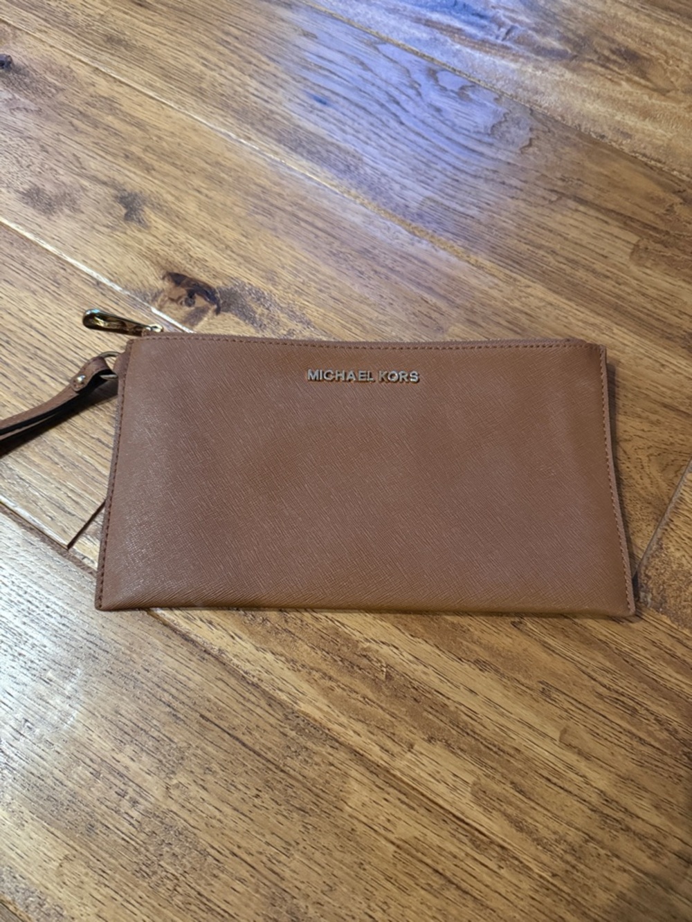 Michael Kors Tan Leather Wristlet Clutch